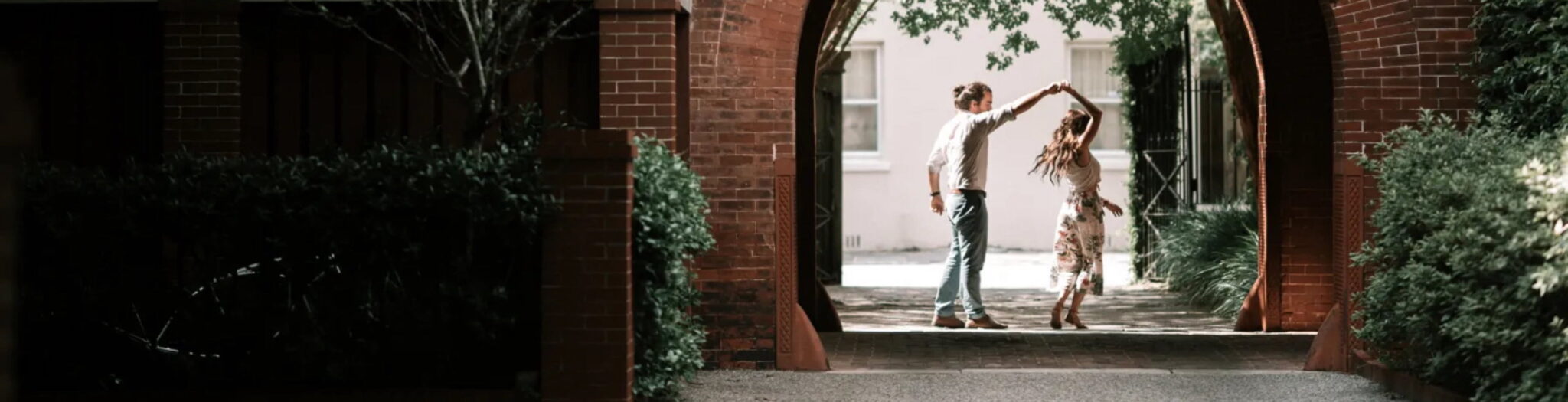 couple dancing outside